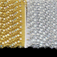 Frange en strass dorés en gros pour costumes de danse du ventre, garniture de couture, ruban à pampilles, décoration de vêtements de mariage, bricolage