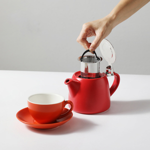 Teiera in ceramica <span class=keywords><strong>da</strong></span> 600ml con infusore in acciaio inossidabile resistente al calore per tè sfuso - Product Image 3