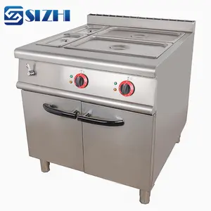 Stainless Steel Commercial Kitchen 4 Pan Vertical Electric Bain Marie with Cabinet