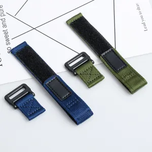 Hook Loop Green Sport Quick Release Leather Stitching Nylon Watch Band Strap