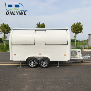 ONLYWE Remorque alimentaire mobile certifiée EU COC avec deux fenêtres de service et équipement de cuisine en acier inoxydable - Product Image 1