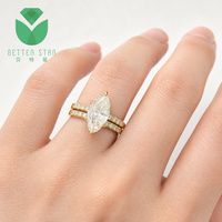 Ensemble de mariage tendance Better Star, diamant de laboratoire certifié IGI de 1 à 3 carats, taille marquise, or blanc 18 carats, bague de fiançailles