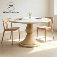 Ensemble de table et chaises de salle à manger rondes en bois de style moderne et luxueux, plateau en marbre blanc naturel, salon, cuisine intérieure, 4 à 6 places
