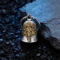 Collier en acier inoxydable 316L avec motif aile d'ange gardien, inaltérable et inoxydable, idéal pour les clochettes de cyclistes de style punk