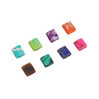 Perle double trou Jaspe noir Pierre impériale carrée DIY Handmade Beading Bracelet Necklace Accessory