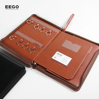 Porte-documents en cuir PU vegan avec fermeture éclair, personnalisable avec logo, pour bureau et affaires