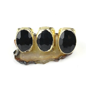 CH-GMR0005 خاتم حجر دروزي طبيعي غير منتظم طبيعي شفاف خاتم ساحر دروزي مجوهرات عصرية خاتم قابل للتعديل بالجملة - Product Image 5