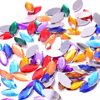 Strass en acrylique de haute qualité en forme de marquise à fond plat pour vêtements et confection, vente en gros