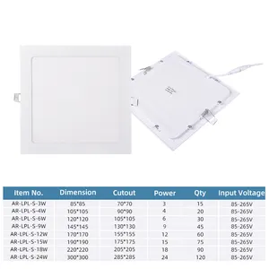 Factory Price Indoor Lighting Round Square Led Panel Light Ceiling Modern Recessed Mounted Slim For Home Office 80 SMD2835