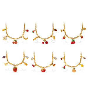 สร้อยคอจี้ผลไม้ โซ่โลหะผสมสังกะสี เชอร์รี่ สตรอเบอร์รี่ แอปเปิ้ล เครื่องประดับสำหรับงานปาร์ตี้ประจำวัน เครื่องประดับแฟชั่น - Product Image 5