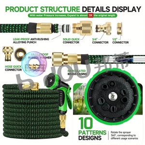 Conectores Metálicos de Expansión Rápida de Buena Calidad, 3 Veces la Longitud Original, con 10 Boquillas, Personalizables de 25 a 250 Pies de Longitud - Product Image 3