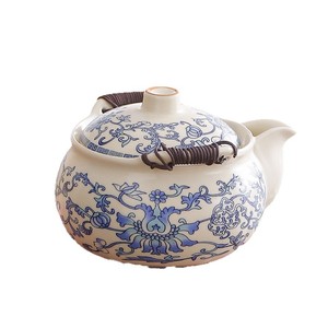 Portable Blue And White Ceramic <b>Teapot</b> With Lotus Design Travel Tea <b>Set</b> For Outdoor Use Gift - Product Image 4