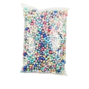 Loose Pearl Beads Garment Decoration Artificial Pearl without Hole Abs Plastic Colorful Imitation Faux Mixed Color 0.5kg/bag 8mm