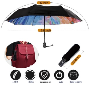 Custom Mini 3-Fold <b>Windproof</b> Fully-Automatic <b>Umbrella</b> for Women Promotional Custom Logo Digital Printing Modern Design 190T - Product Image 4
