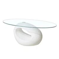 Table basse ovale avec plateau en verre Base moderne en PRF Table d'appoint Meubles d'hôtel de salon Table à thé en verre Goutte d'eau