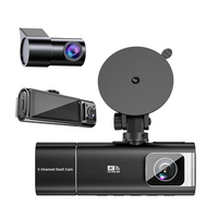 Caméra embarquée CPT 4K avec enregistreur vidéo, 3 canaux (avant/arrière/intérieur), écran IPS 3,16 pouces, WiFi 5G, capteur G, WDR, enregistrement en boucle automatique