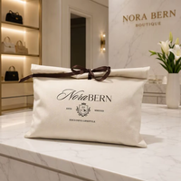 Sac d'emballage en toile naturelle écologique pour vêtements de bébé, pochette anti-poussière en coton avec rabat imprimé personnalisé, logo bio