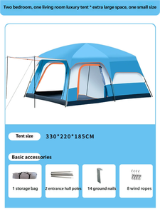 Tente de camping familiale spacieuse pour 3, 4, 5, 8 ou 10 personnes, deux chambres, un salon, tente d'extérieur - Product Image 6
