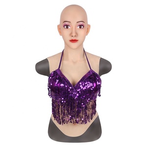 Máscara humana de silicona realista personalizada de Halloween con máscara facial femenina de pecho para travesti transgénero Drag Queen Sissy Party - Product Image 1