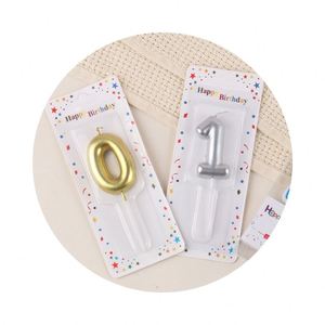 Bougies numérotées de 0 à 9 pour gâteau d'anniversaire, décoratives, argent et or - Product Image 4