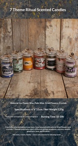 เทียนหอมธีมพิธีกรรม 7 แบบ น้ำหนัก 120 กรัม ทำจากขี้ผึ้งถั่วเหลืองธรรมชาติ ประดับด้วย<span class=keywords><strong>ดอกไม้</strong></span>แห้ง เทียนวิเศษสำหรับการทำสมาธิ การบำบัด และอโรมาเธอราพี - Product Image 6