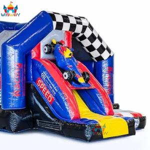 Vente chaude Château gonflable commercial en PVC Combo Voiture de course Château gonflable classique Voiture de course 5,5x5x4m Capacité 5-10 Installation facile - Product Image 2