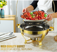 Peralatan Dapur Kapasitas Besar 8.0L Stainless Steel 201 Ramah Lingkungan Chafing Dish Gantungan Tutup Penghangat Makanan Set Prasmanan Restoran