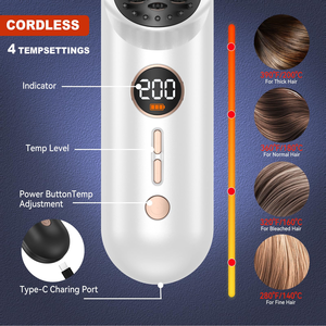 Cepillo Eléctrico Profesional para Alisar el Cabello, Portátil, con Aniones, Calentamiento Rápido, para Uso en Casa y Viajes, con Mango de Plástico - Product Image 2