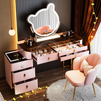 Mesa de Noche Inteligente de Estilo Moderno y Sencillo, de Madera Maciza, Color Rosa, de Lujo Discreto, para Sala de Estar o Dormitorio, de Tamaño Pequeño