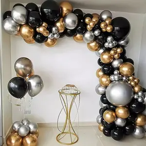 Balões de látex metálicos de 12 "/50 peças, balões de festa brilhantes coloridos para decoração de ouro, prata e vermelho rosa
