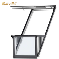 Excellent Fenêtre de Toit en Alliage d'Aluminium Étanche avec Bonne Ventilation, Transforme l'Espace de Grenier en Balcon pour Villa