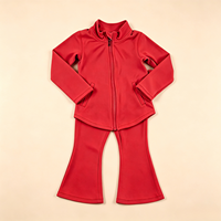 Ensemble de yoga personnalisé pour filles : veste zippée à manches longues et pantalon évasé – Vêtements de sport ODM/OEM pour la gym, la course ou l'entraînement scolaire