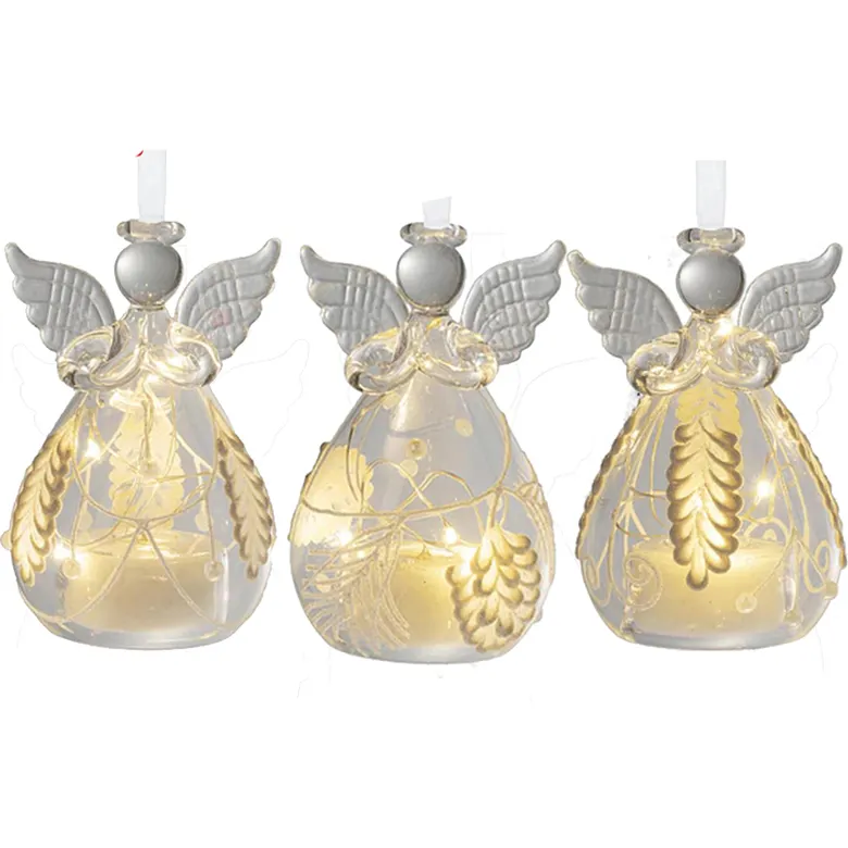 Hot Product Kerst Decoratie Handgeblazen Helder Glas Angel Vorm Glas Decoratie