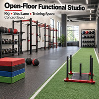 Plan de projet d'équipement de salle de sport configurable pour l'entraînement fonctionnel et musculaire encadré, adapté aux différents espaces commerciaux