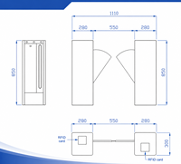 Barrière à ailettes QR Code RFID pour salle de sport, gain de place, entièrement automatique, mini-tourniquet avec certificat CE