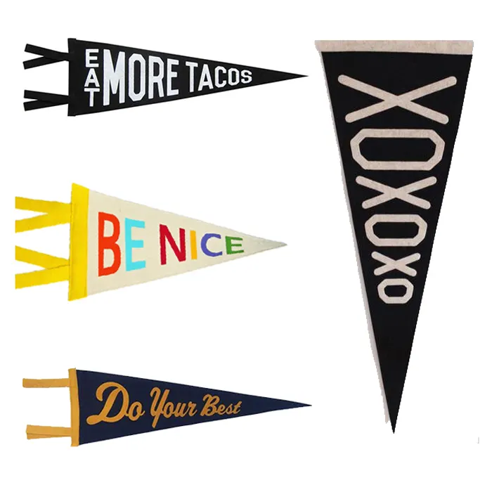 Factory Direct Sale High Quality Cheap Printing Custom Logo Promotion Advertising Felt Pennant Triangle Flag Banner