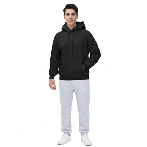 Sweat à capuche en polaire pour homme avec poignets élastiques, 100% coton, poids lourd 180g, séchage rapide, respirant, streetwear - Product Image 1