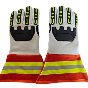 Couro Nível Inverno Bombeiro Luvas De Resgate De Emergência TPR Polegar Reforçado Vaca Dividido Couro Longo Cuff Anti-Cut Anti-Impacto - Product Image 1