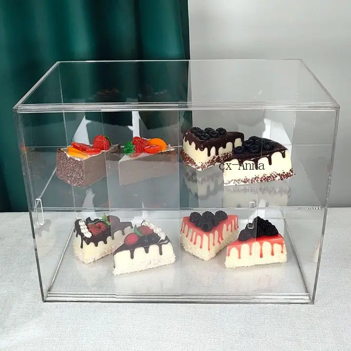 Présentoir Transparent de supermarché pour cupcakes, étagère, bacs à pain en acrylique
