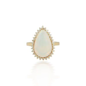 New Top selling 18K Yellow <b>Gold</b> <b>Cocktail</b> <b>Ring</b> Pear-Shaped Opal & Diamonds style with this exquisite <b>cocktail</b> pear-shaped <b>Ring</b> - Product Image 2