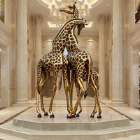 Statue de girafe élégante en bronze poli, sculptée à la main par procédé de fonte à la cire perdue, sculpture de faune, figurine de mascotte tendance