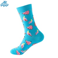 Chaussettes Jacquard Fantaisie Fruits Tendance Homme Femme Automne Hiver Polyester Coton Vente en Gros