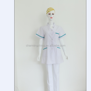 Costume d'uniforme d'infirmière de charme de vente chaude à la mode avec des manches courtes de conception détaillée et des garnitures uniformes d'hôpital séparés - Product Image 4