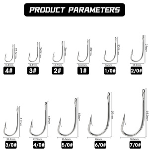 Anzuelos Circulares <span class=keywords><strong>de</strong></span> Alto Carbono para Pesca <span class=keywords><strong>de</strong></span> Altura en Mar, Vástago Extra Largo para Pesca <span class=keywords><strong>de</strong></span> Atún <span class=keywords><strong>de</strong></span> Gran Tamaño al Curricán, Color Blanco - Product Image 2