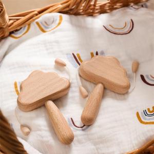 Juguetes de madera para bebés al por mayor: Sonajeros de nubes, sonajeros de mano para bebés, juguetes de entrenamiento para el agarre de niños - Product Image 6