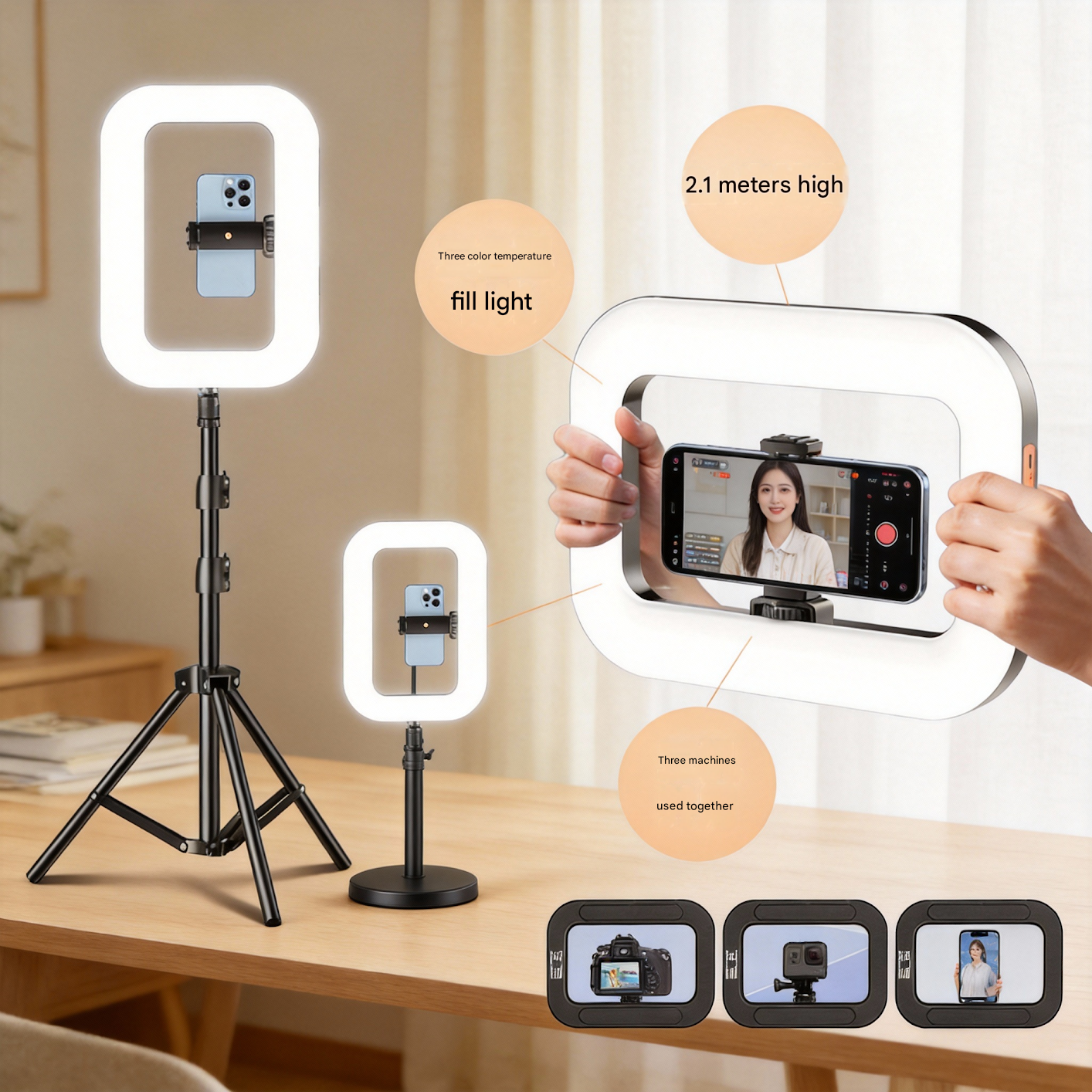Portable  Live Streaming Studio Rechargeable Adjustable Color Selfie Ring  LED RGB Light