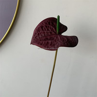 B-762 Bunga Artifisial Burgundy Laris Manis untuk Dekorasi Pernikahan, Bunga Anthurium Burgundy, Bunga Real Touch Grosir