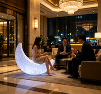 Lampe lunaire LED multicolore à télécommande, étanche IP65, à intensité variable, pour Noël, les fêtes, l'extérieur, solaire, en forme de croissant, pour jardin, parc