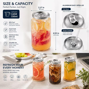 Food Grade 250ml 330ml 500ml PET Plastic Beverage Can with 202# Aluminum Easy Open Lid for Soda <b>Coffee</b> Juice Packaging - Product Image 2
