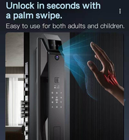 Kunci Pintu Pintar Palm Vein Tuya Wifi Dengan Kamera dan Bel Pintu, Pengenal Wajah Otomatis Penuh, Sidik Jari, Kunci Pintu Israel